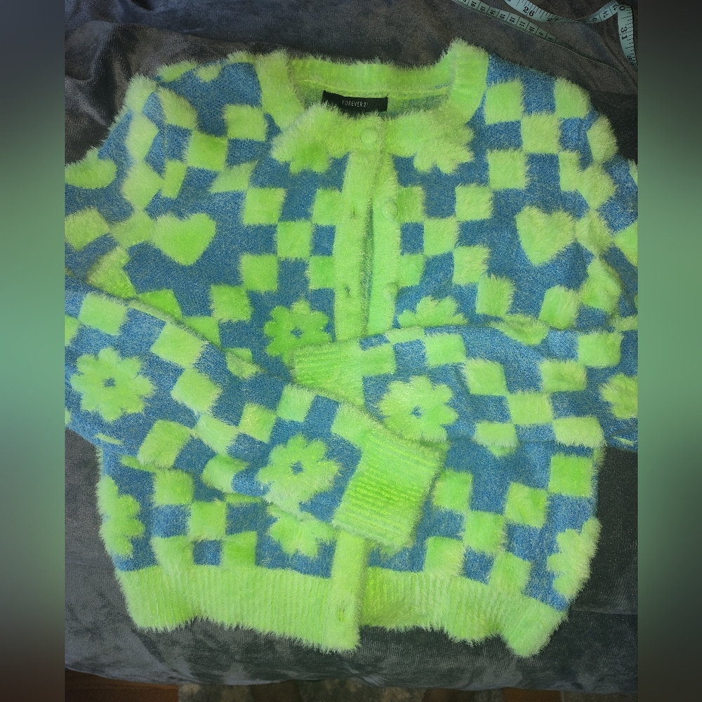 Fuzzy furry cardigan sweater
